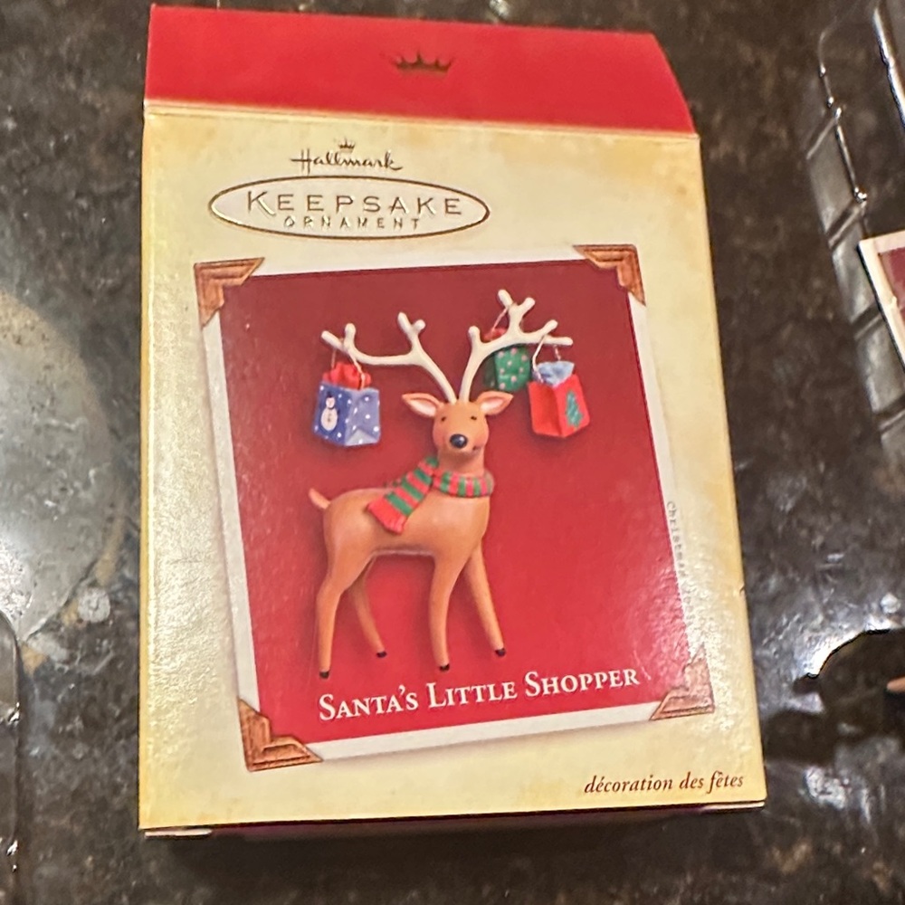 Hallmark Keepsake Ornament - Red and Green Reindeer 2005 Santa’s little shopper